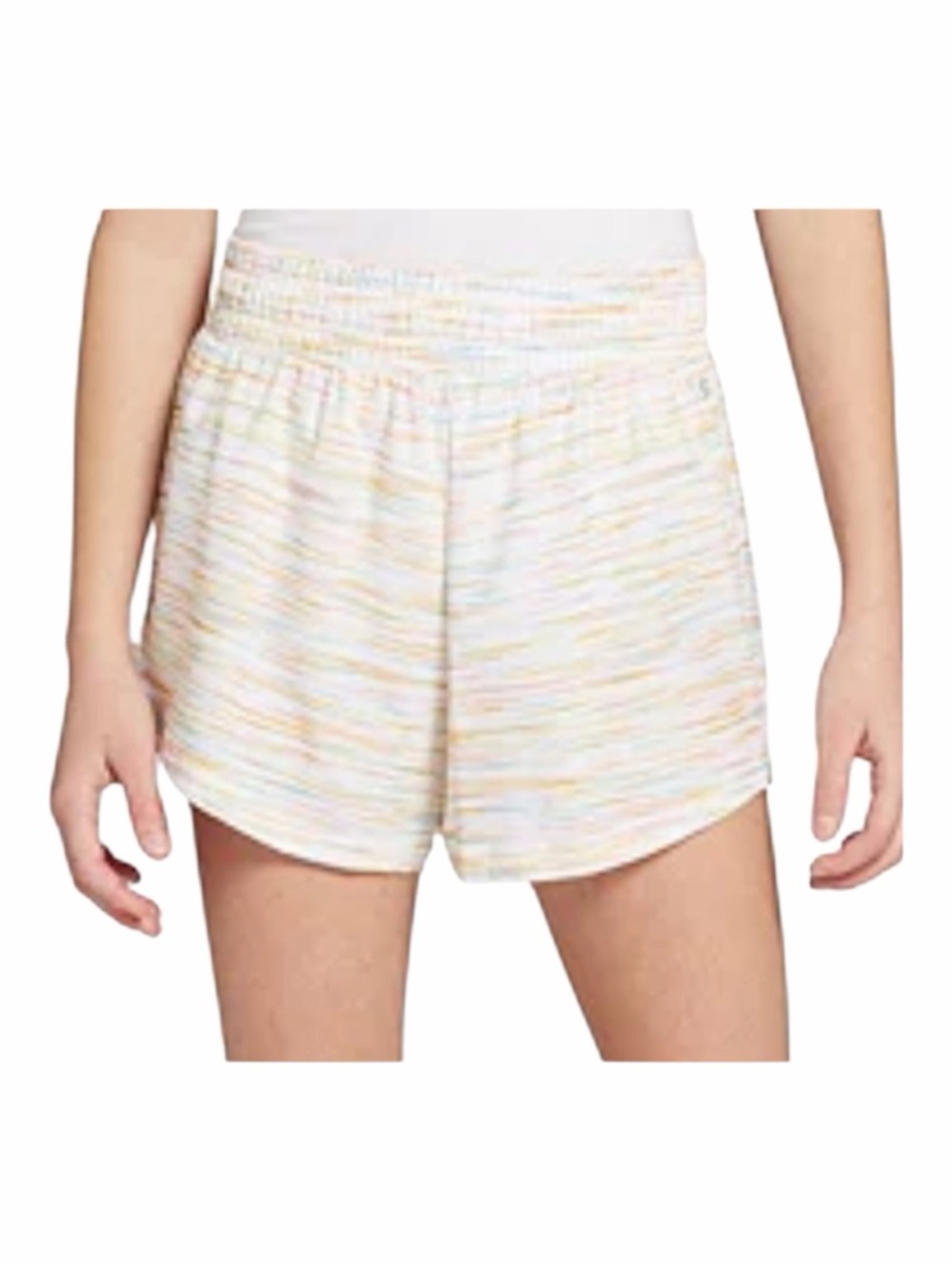 DSG Stride Mid Rise Cream Athletic Shorts with Elastic Waist and Wide Leg